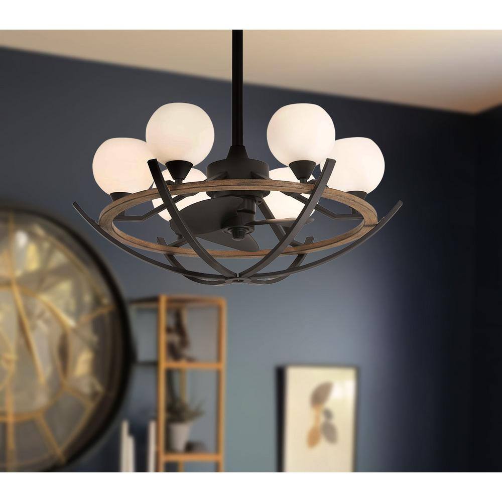 Coal and Opal Glass 30-Inch Chandelier Ceiling Fan with Remote