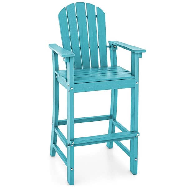 Turquoise Adirondack Plastic Outdoor Bar Stool