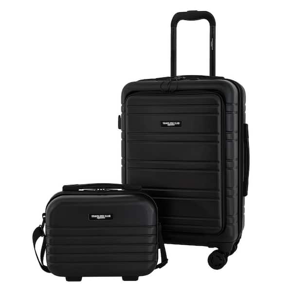 2-Piece Black Expandable Rolling Carry-on w/8-Wheel Trolley, USB Charging/Computer Section and Hardside tote Luggage Set