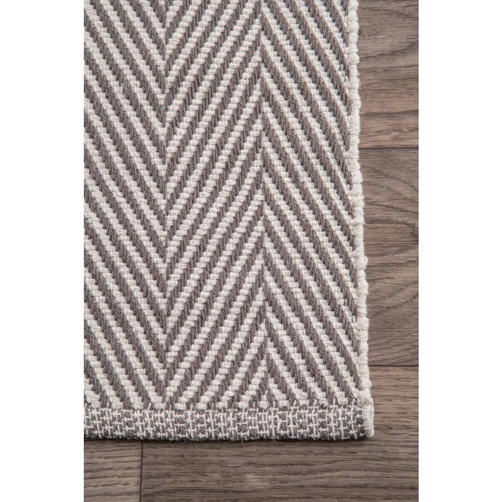 Gray and White Striped Cotton 6' x 9' Handmade Rug