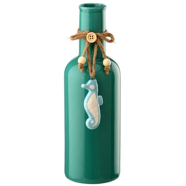 National Tree Company 9 in. Porcelain Vase with Seashorse