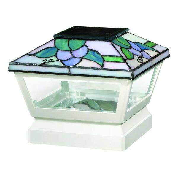 DeckoRail 5 in. x 5 in. Tiffany-Style Vinyl Pyramid Solar Grape Post Cap