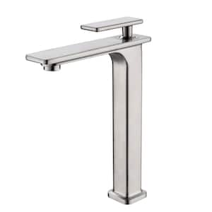 Single-Handle Single-Hole Bathroom Faucet in Brushed Nickel