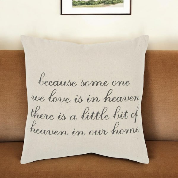 Natural, Gray Solid Polyester 20 in. x 20 in. Throw Pillow