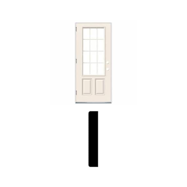 36 in. x 80 in. Steel Outswing Door and 5/8 in. x 3-1/2 in. x 84-5/8 in. MDF Casing Set (3-Piece)