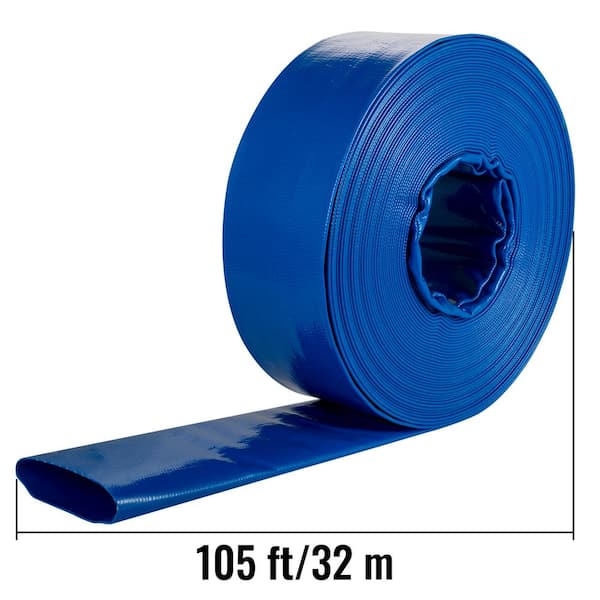 VEVOR Discharge Hose 2 in.Dia x 105 ft. PVC Fabric Lay Flat Hose with  Clamps Heavy-Duty Backwash Drain Hose Weather-Proof,Blue  YCFCXRGJ2X100NWQEV0 - The Home Depot