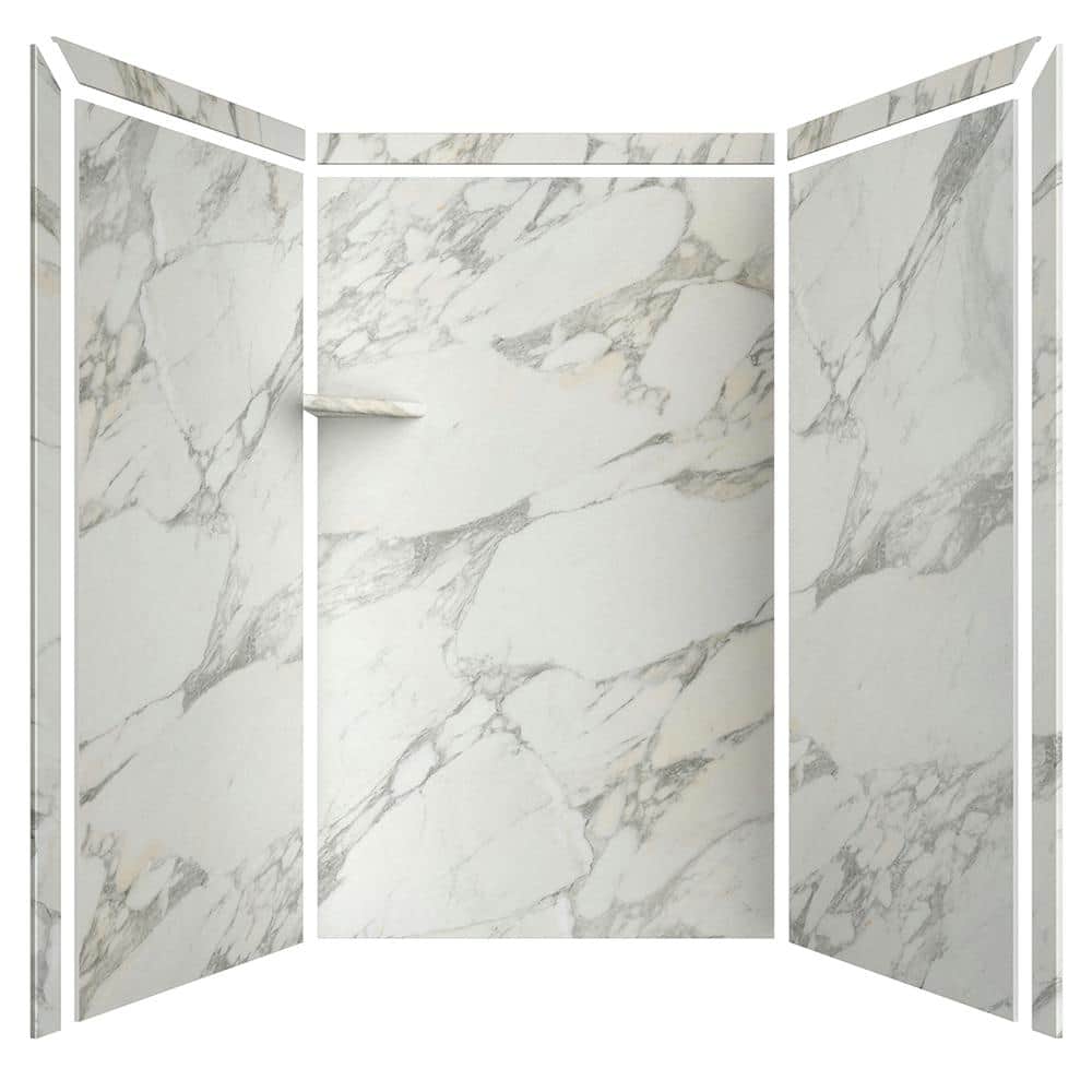 Calcutta Gold Marble 48"W x 36"D x 80"H Alcove Shower Surround