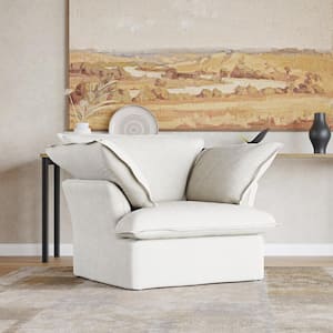 43.3 in. 1-piece Flared Arm Modular Velvet Modern Sectional Sofa in. White-Chair