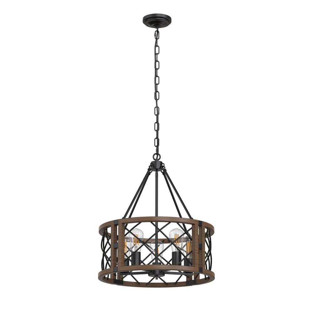 Emeritpro 5-Light Traditional Black Drum Chandelier with Dark