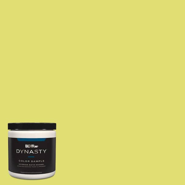 BEHR DYNASTY 8 oz. #400B-4 Citron Satin Enamel Stain-Blocking Interior/Exterior Paint Sample with Primer