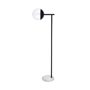 Timeless Home 50.5 in. H 1-Light Black and Clear Metal Indoor Floor Lamp