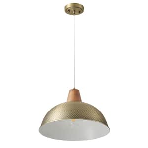 1-Light Gold Vintage Pendant Light Adjustable Ceiling Hanging Lights with Hammered Metal Shade