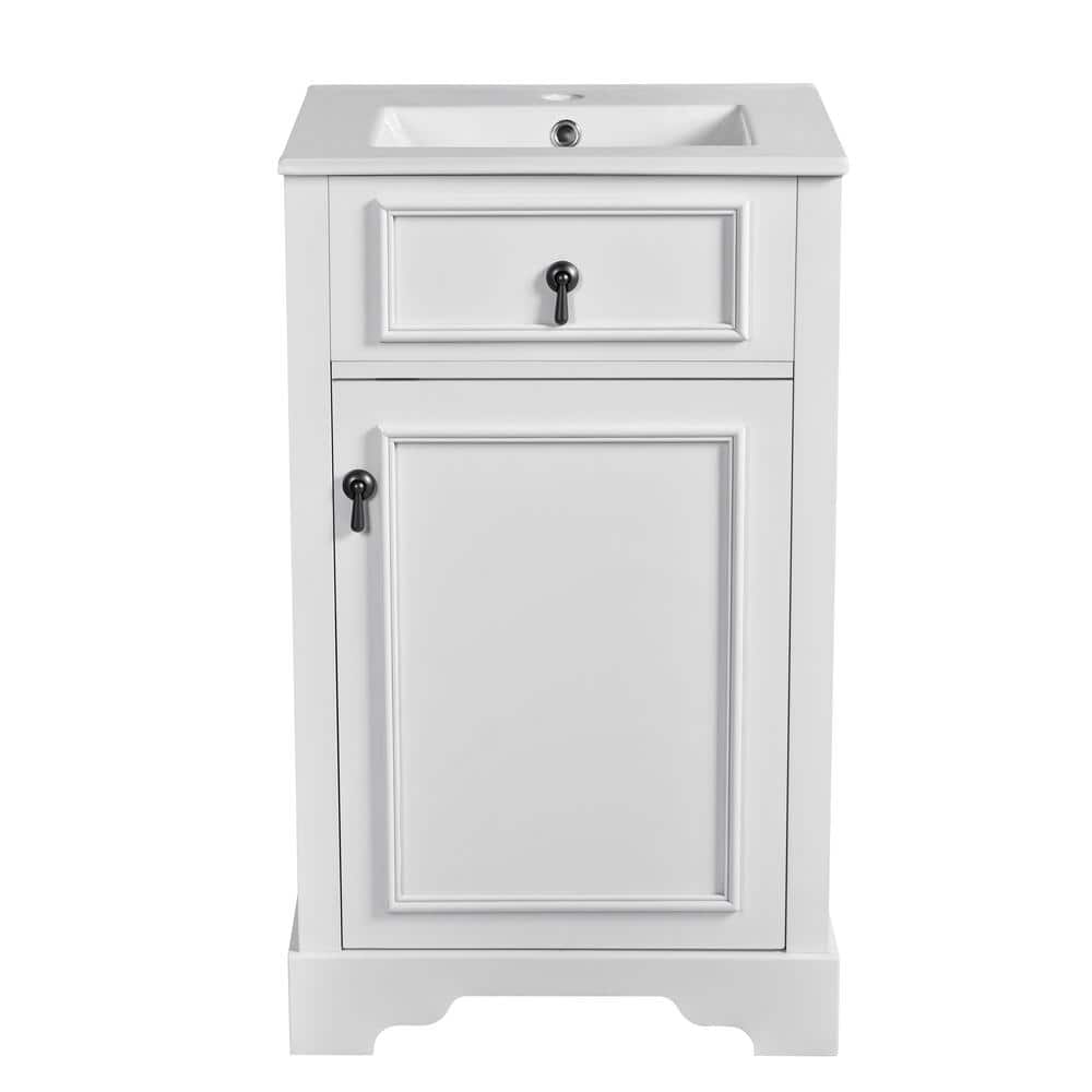 20 in. W x 18 in. D x 34 in. H Single Sink Freestanding White Bath Vanity with White Ceramic Top and Adjustable Shelf price history on PriceWatchPro