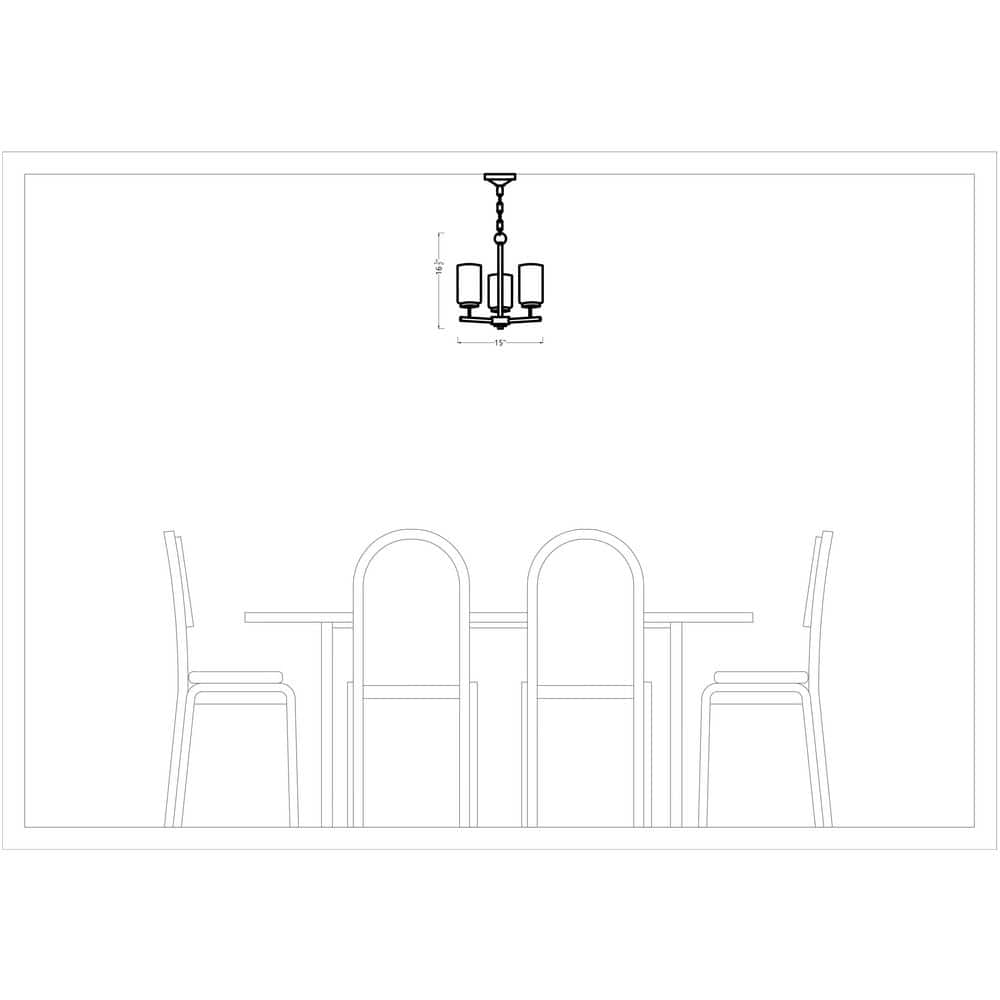 Brushed Nickel 3-Light Chandelier with Clear Seeded Glass