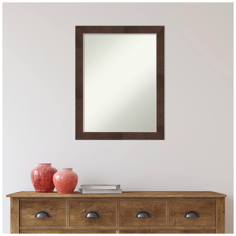 Wildwood Brown and Silver Rectangular Wood Bathroom Vanity Mirror