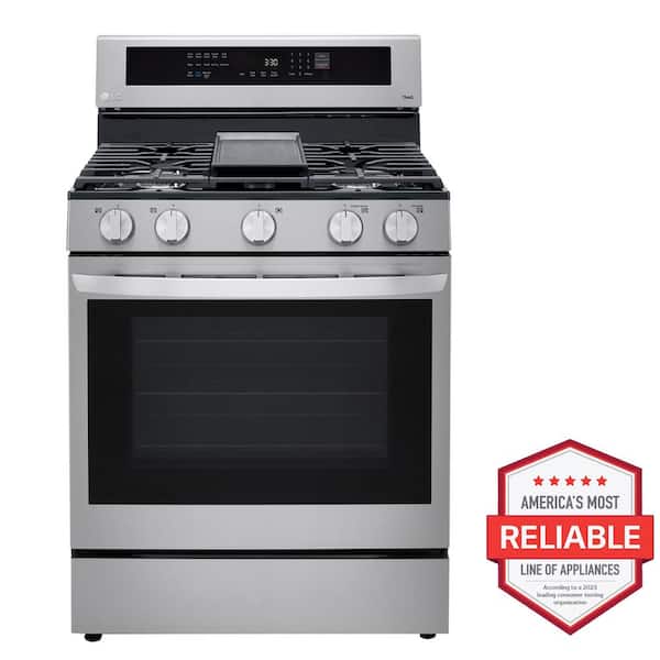 LG 5.8 cu. ft. Smart Wi-Fi Enabled True Convection InstaView Gas Range Oven with Air Fry in Printproof Stainless Steel