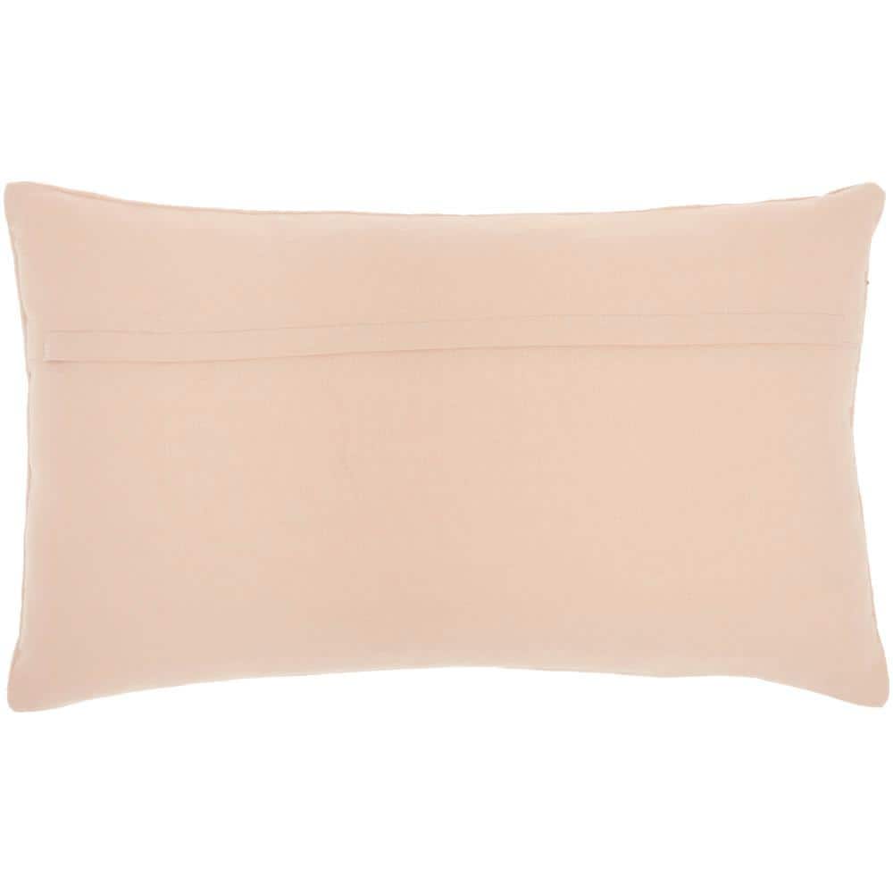 Blush Beaded Floral Cotton Lumbar Pillow 12"x20"