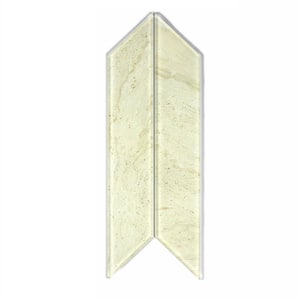 Nature Chevron 4 in. x 12 in. Glossy Crema Beige Marfil Glass Wall Backsplash Tile (4.2 sq.ft./Case)