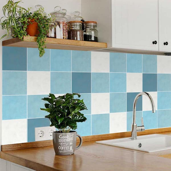 Light Blue/White R165 6 in. x 6 in. Vinyl Peel and Stick Tile (24 Tiles, 6 sq. ft. /Pack)