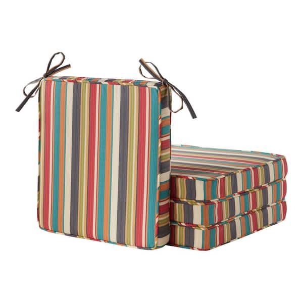 Greendale Home Fashions 18 in. x 18 in. Sunset Stripe Square Outdoor Dining Seat Cushion (4-Pack)