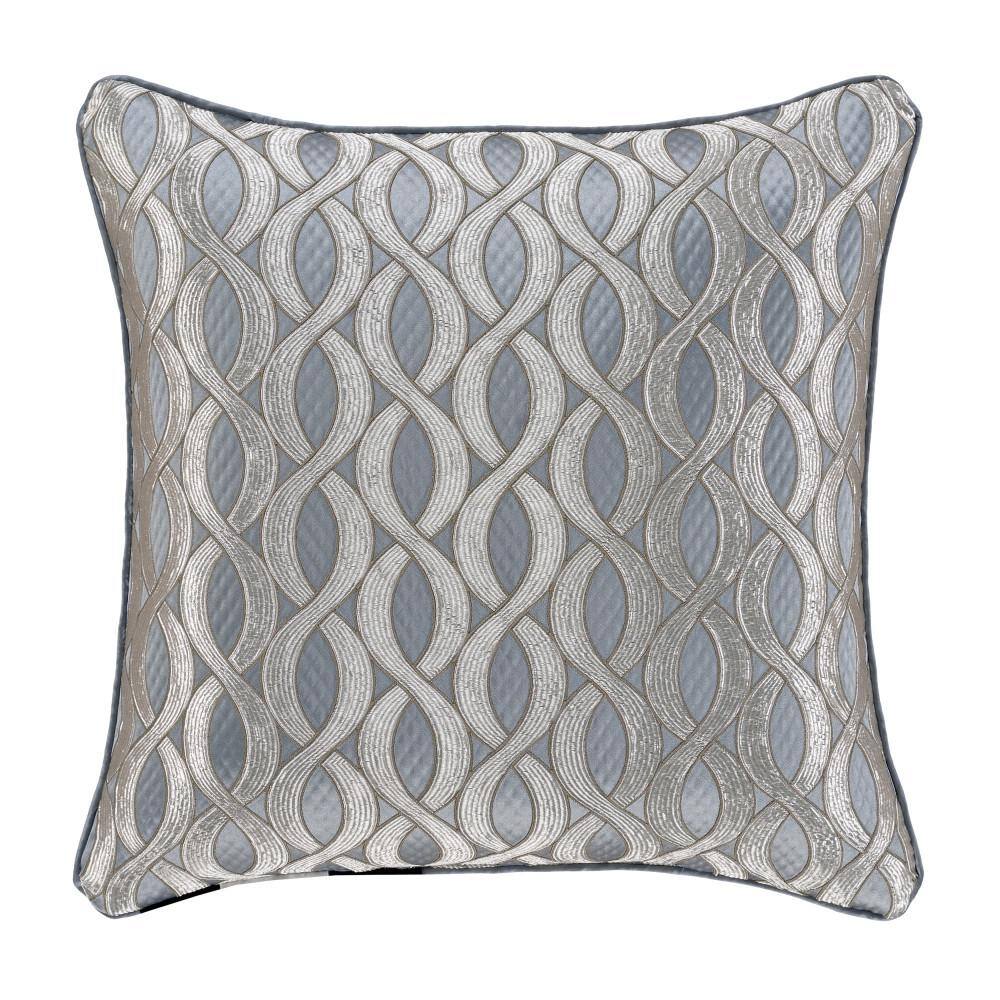 Sterling Silver Damask 20" Square Decorative Throw Pillow