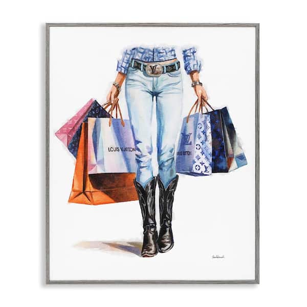 Stupell Industries Fashionable Country Gal by Amanda Greenwood Gray Framed People Giclee Art Print 14 in. x 11 in.