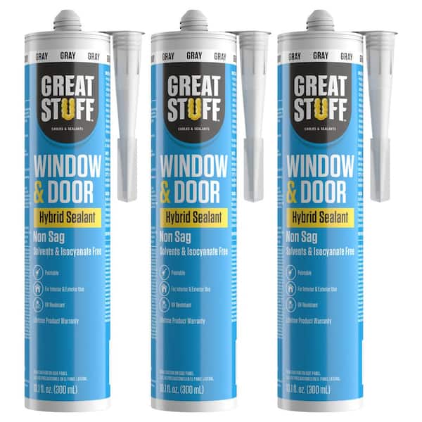 GREAT STUFF Window and Door 10.1 fl. oz. Gray Hybrid Polymer Sealant Caulk (3-Pack)