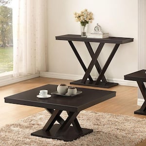 Everdon 48 in. Dark Brown Standard Rectangle Wood Console Table with Pedestal