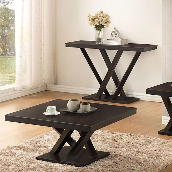 Baxton Studio Everdon 48 in. Dark Brown Standard Rectangle Wood Console Table with Pedestal