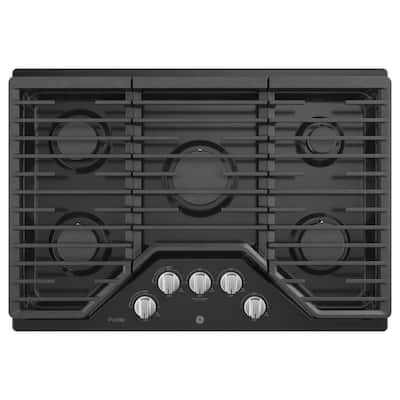 Profile 30 in. Gas Cooktop in Black with 5 Burners including Power Boil Burners