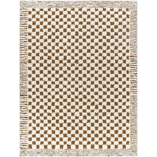 Livabliss Freud Burnt Orange 8 ft. x 10 ft. Checkered Indoor Area Rug