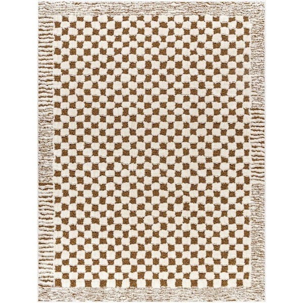 Freud Burnt Orange 9 ft. x 12 ft. Checkered Indoor Area Rug