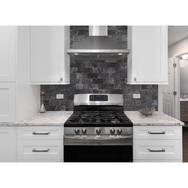 Graphite Stone 3 in. x 6 in. PVC Peel and Stick Backsplash Tile for Kitchen, Fireplace, RV - 100-Pack