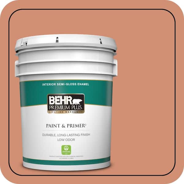 BEHR PREMIUM PLUS 5 gal. #M200-5 Terra Cotta Clay Semi-Gloss Enamel Low Odor Interior Paint & Primer