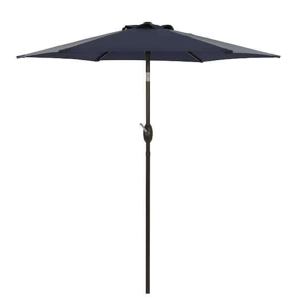 WELLFOR 7.5 ft. Steel Market Tilt Patio Umbrella in Navy