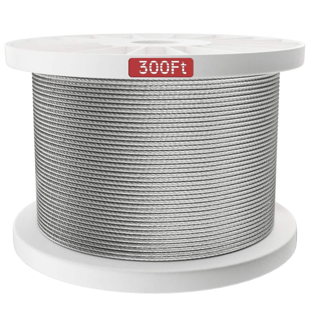 300 ft. 1/8 Stainless Steel Cable, DIY T316 7x7 Wire Rope for Cable Rail