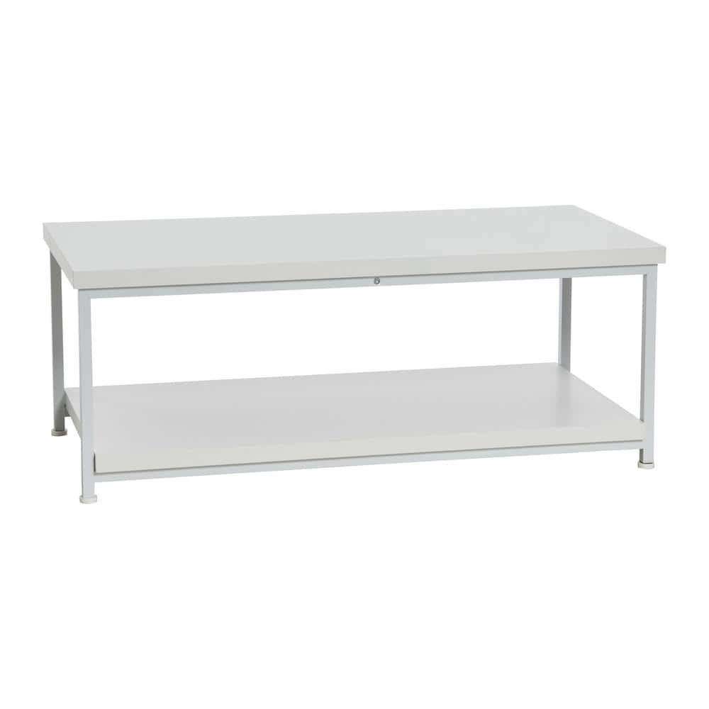 Jamestown 19.7 in. Scandinavian White Rectangle Particle Board Coffee Table with Storage Shelf