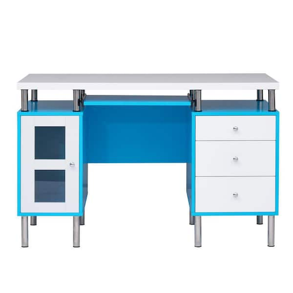 Naomi Home L Shaped Desk with Drawers, 60 Inch Corner Computer Desks, Large  L-Shaped Office Table with Open Shelves, 2 Person Home Office Desk with