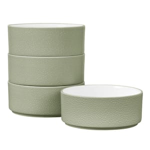 Colortex Stone Sage 6 in., 20 fl. oz. Porcelain Cereal Bowls, (Set of 4)