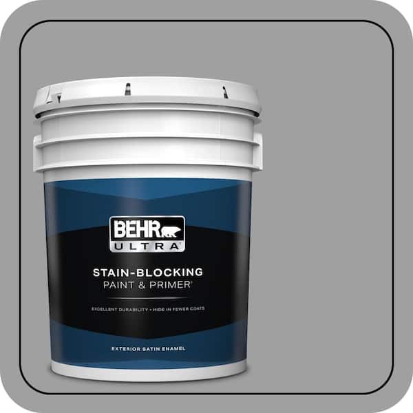 BEHR ULTRA 5 gal. #PPU26-06 Elemental Gray Satin Enamel Exterior Paint & Primer