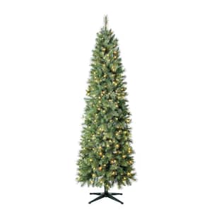 7 ft Wesley Long Needle Pine Pencil Pre-Lit LED Artificial Christmas Tree with 300 Warm White Mini Lights