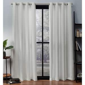 Oxford Vanilla Solid Woven Room Darkening Grommet Top Curtain, 52 in. W x 84 in. L (Set of 2)