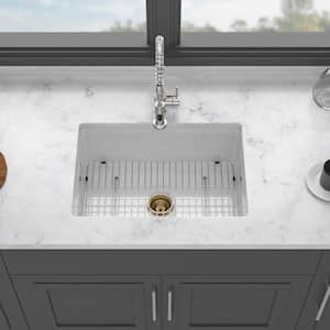 JimsMaison 27 in. Drop-In/Undermount Single Bowl Fireclay White