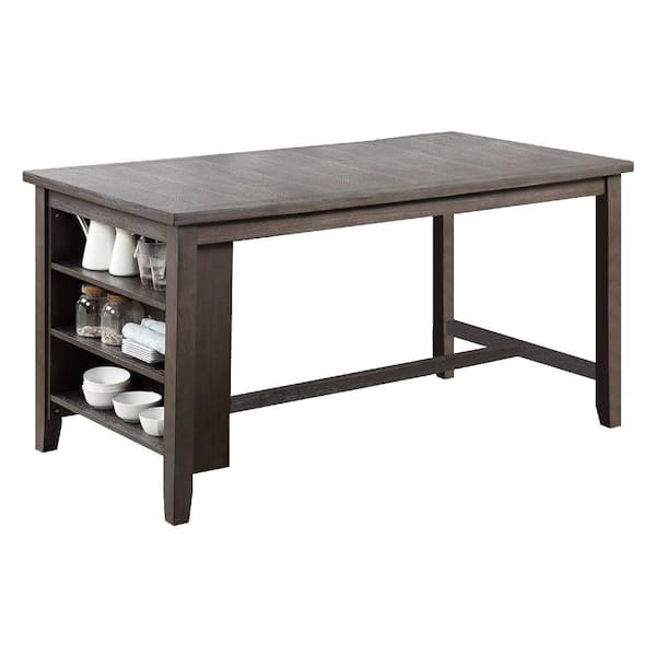 Benjara 36 in. Dark Brown Wooden 4 Legs Dining Table (Seats 6)
