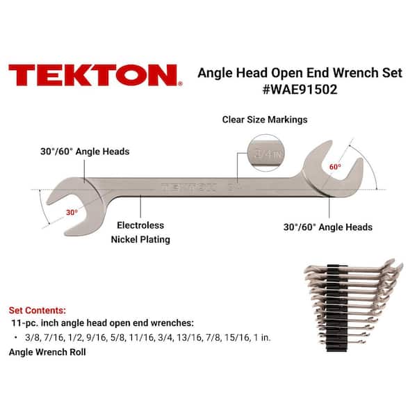 3/8-1 in. Angle Head Open End Wrench Set with Modular Wrench Organizer (11-Piece)