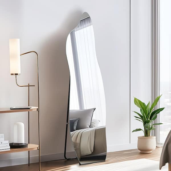Lirago 16 in. W x 55 in. H LED Full Length Irregular Mirror in Silver