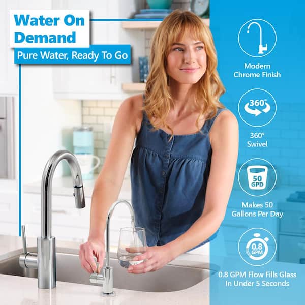 Reverse Osmosis Water Filtration System 5 Stage RO Filter with Faucet and Tank 4 Free Replacement Filters 50 GPD Reverse Osmosis Water Filtration System 5 Stage RO Filter with Faucet and Tank 4 Free Replacement Filters 50 GPD