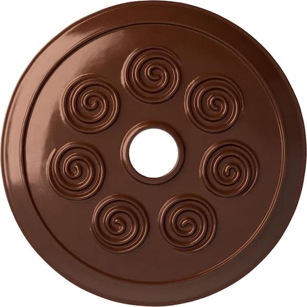 Ekena Millwork 25-1/4 in. x 4 in. ID x 2 in. Spiral Urethane Ceiling Medallion (Fits Canopies up to 4 in.), Copper Penny