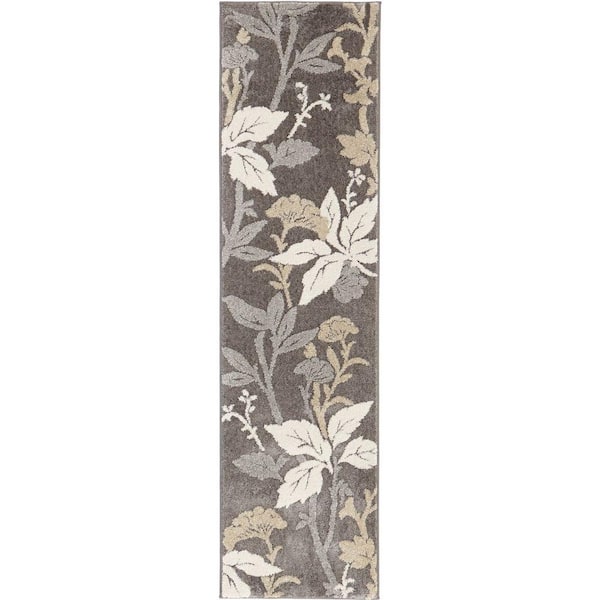 Home Decorators Collection Blooming Flowers Gray 2 ft. x 7 ft. Runner Rug