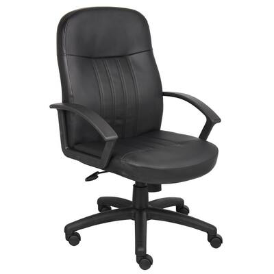 Mid-Back Executive Black Leather Desk Chair with Pneumatic Lift